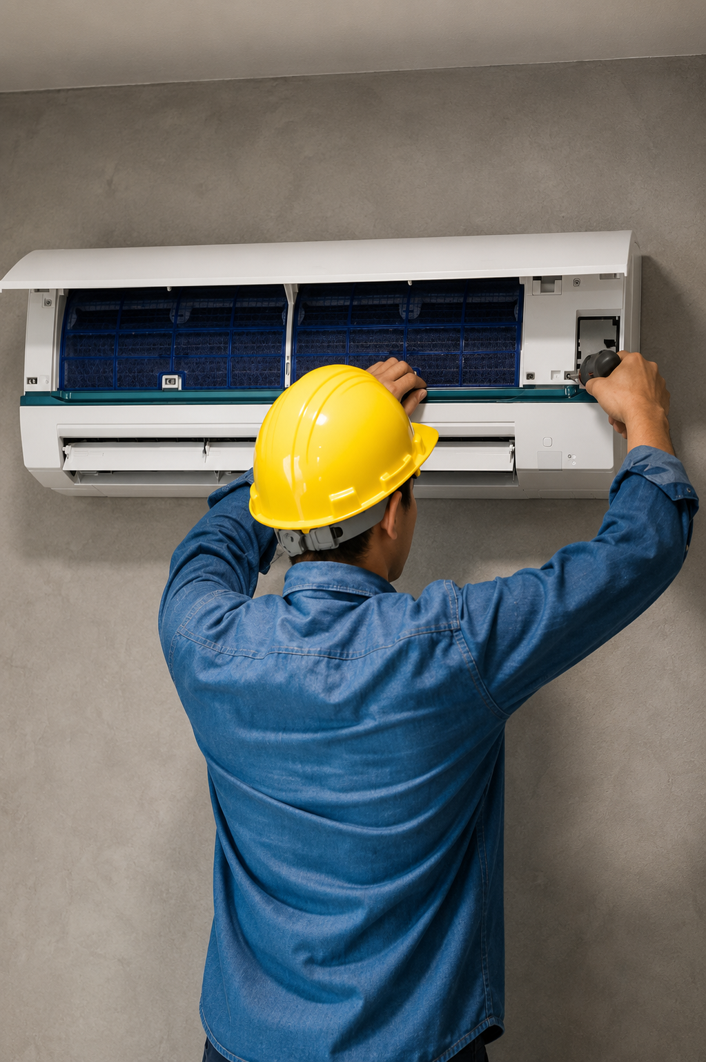 HVAC technician installing new system
